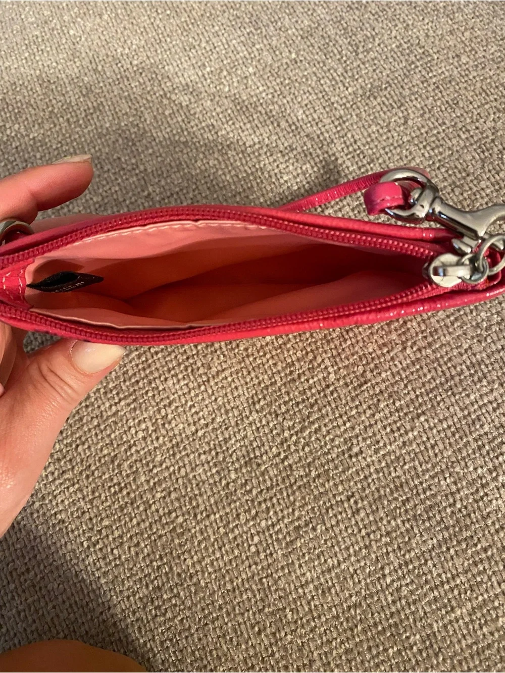 COACH Orange & Pink Signature Zip POPPY Wristlet